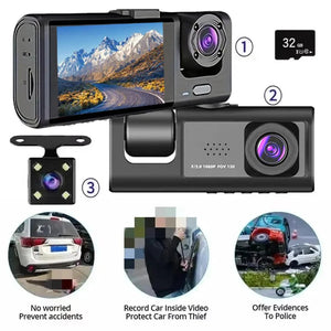 1080P Three Camera Dash Cam With Ir Night Vision Loop Recording 1005008781966705-Y30B-no card