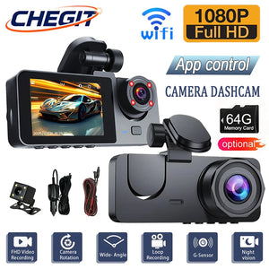 1080P Wifi Dash Cam With Front Interior Rear Cameras Night Vision 1005010202131506-X94-WIFI-3CAM-64G