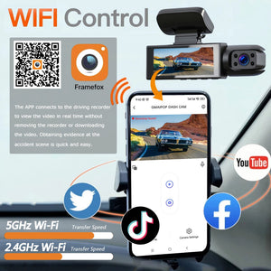 1080P Wifi Dual Lens Dash Cam With Night Vision And Loop Recording 1005007938238051-Dash Cam-No SD Card