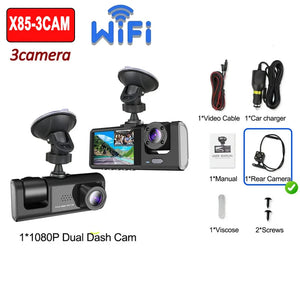 1080P Wifi Three Lens Car Dash Cam With Front Rear Inside 1005009844997448-X85-WIFI-3CAM-NONE