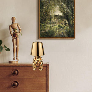 Glarefusion Cute Gold Man Statue LED Table Lamp