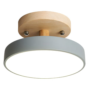 Glarefusion Round Semi Flush Wooden Ceiling Light