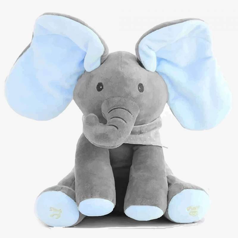 Baby Peek-A-Boo Singing Elephant Plush Toy Educational Electric