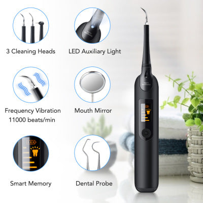 Ultrasonic Tooth Plaque Remover 5 Adjustable Modes 3 Cleaning Heads