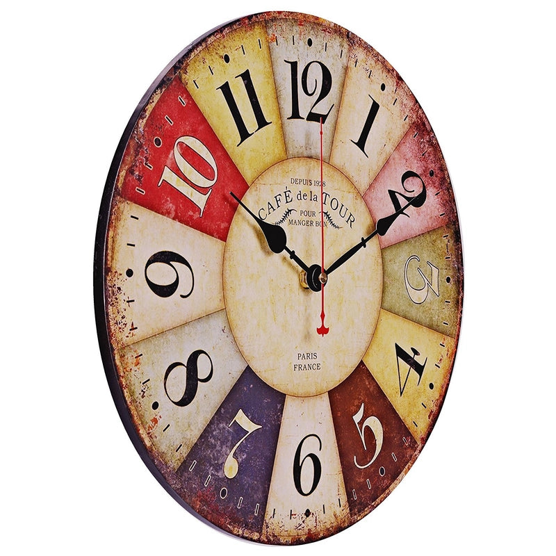 Wall Watch European Simple Wall Clock Retro Clock Creative Clock Wooden Alarm Clock Silent Wall Clock