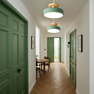 Glarefusion Round Semi Flush Wooden Ceiling Light