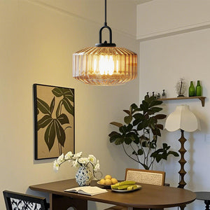 Nordic Modern Vintage Striped Glass Pendant Light