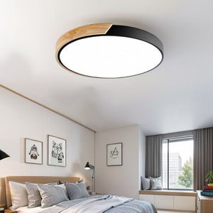 Glarefusion LED Modern Ultra Thin Wood Ceiling Light