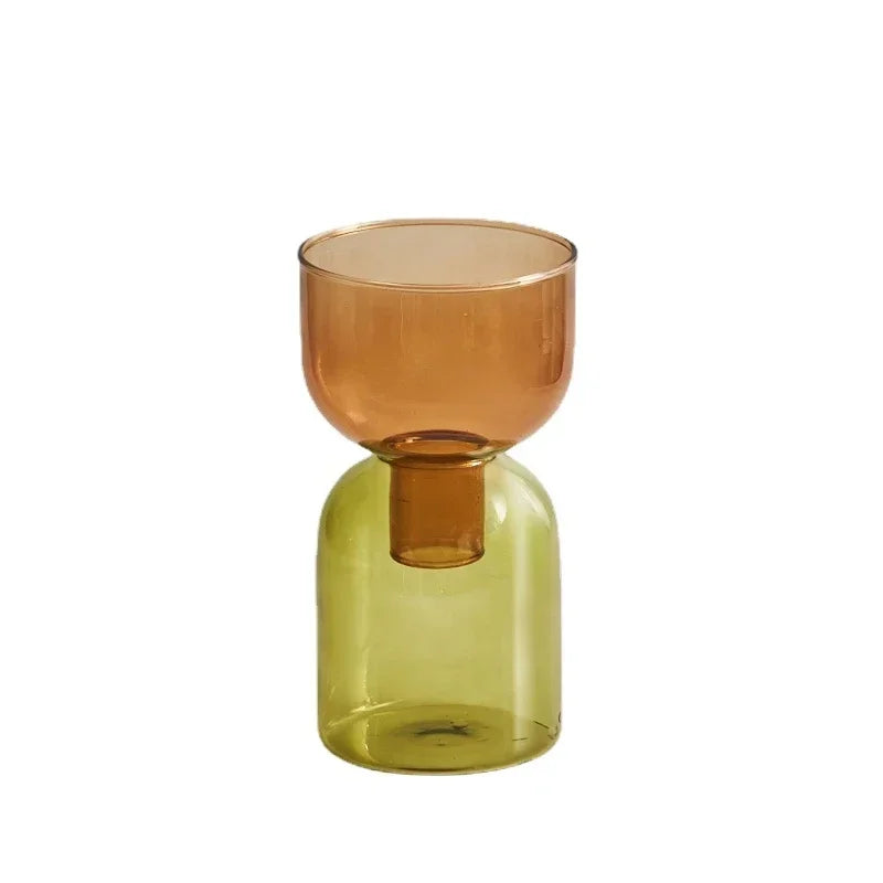2 Piece Mini Glass Terrarium Vases For Hydroponic Plant Decor 1005005937039100-YellowGreen Set