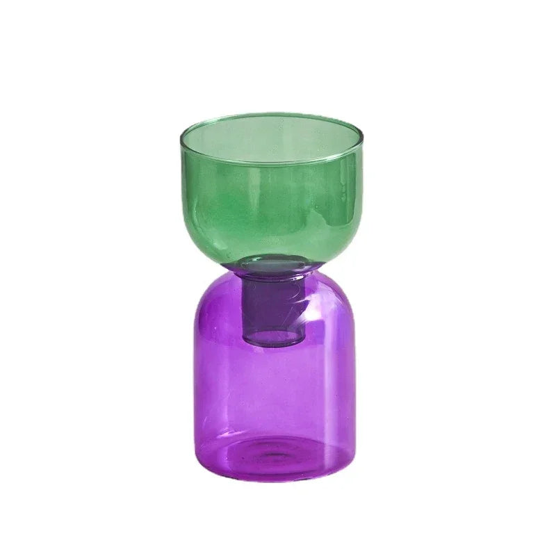 2 Piece Mini Glass Terrarium Vases For Hydroponic Plant Decor 1005005937039100-YellowGreen Set