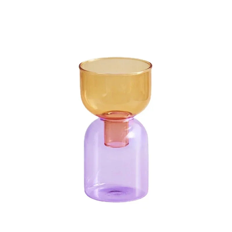 2 Piece Mini Glass Terrarium Vases For Hydroponic Plant Decor 1005005937039100-YellowGreen Set