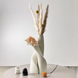 2 Piece Modern Double Plastic Dried Flower Vase Set For Home 1005009116145358-Black