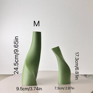 2 Piece Modern Double Plastic Dried Flower Vase Set For Home 1005009116145358-Black