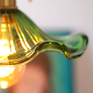 Glarefusion Vintage Glass Hibiscus Flower Pendant Light