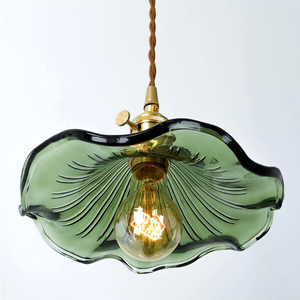Glarefusion Vintage Glass Hibiscus Flower Pendant Light