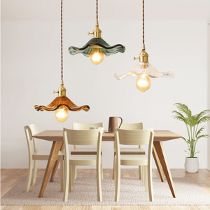 Glarefusion Vintage Glass Hibiscus Flower Pendant Light