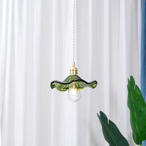 Glarefusion Vintage Glass Hibiscus Flower Pendant Light