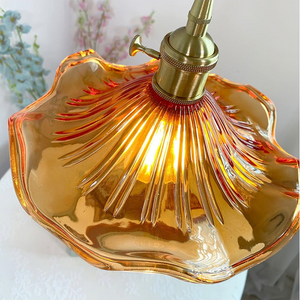 Glarefusion Vintage Glass Hibiscus Flower Pendant Light