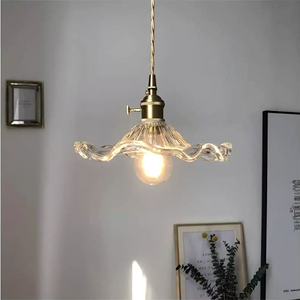 Glarefusion Vintage Glass Hibiscus Flower Pendant Light