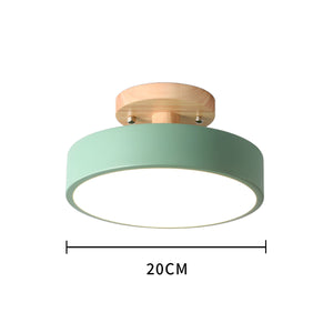 Glarefusion Round Semi Flush Wooden Ceiling Light