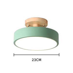 Glarefusion Round Semi Flush Wooden Ceiling Light