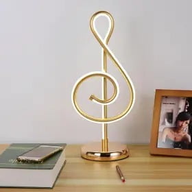 21W Modern Golden Music Note Led Desk Lamp For Bedroom Bedside Night Light