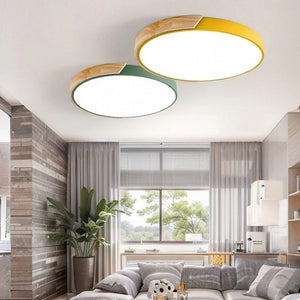 Glarefusion LED Modern Ultra Thin Wood Ceiling Light
