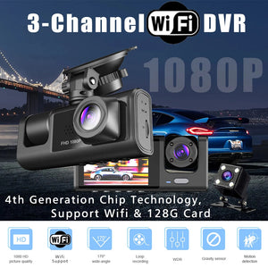 3 Channel Wifi Car Dvr Dash Cam With Cabin Camera 1080P 1005009045171650-Wifi-3 Camera-BL
