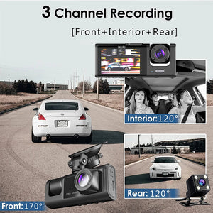 3 Channel Wifi Car Dvr Dash Cam With Cabin Camera 1080P 1005009045171650-Wifi-3 Camera-BL