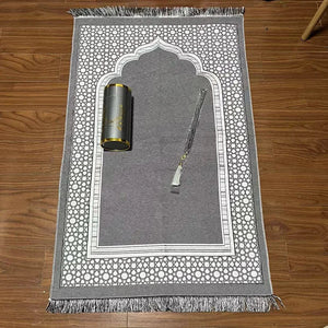 3 Piece Muslim Prayer Mat Set With Bag And Beads 1005008404522827-B-03