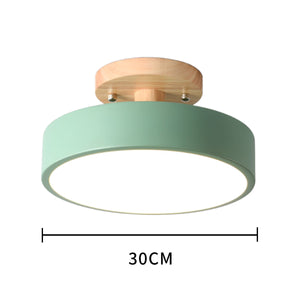 Glarefusion Round Semi Flush Wooden Ceiling Light