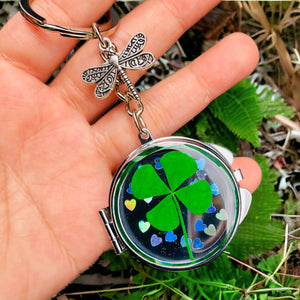 Handmade Real Four-Leaf Clover Keychain For Personal Photos