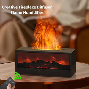 3D Flame Aromatherapy Humidifier With Remote Control And Mood Lighting 1005008077584568-WHITE