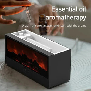 3D Flame Aromatherapy Humidifier With Remote Control And Mood Lighting 1005008077584568-WHITE
