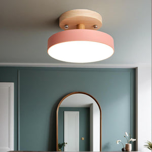 Glarefusion Round Semi Flush Wooden Ceiling Light