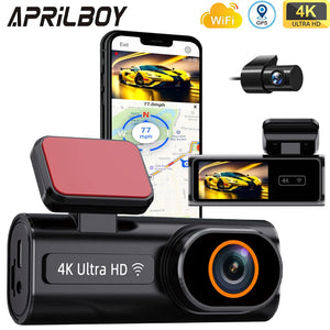 4K Dual Lens Dash Cam With Wifi Night Vision Parking Monitor 1005008032891659-With Rear Camera GPS-64G