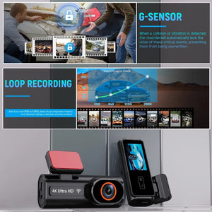 4K Dual Lens Dash Cam With Wifi Night Vision Parking Monitor 1005008032891659-With Rear Camera GPS-64G