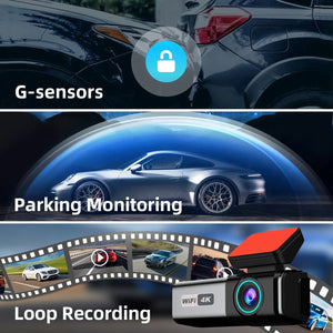 4K Wifi Dual Lens Dash Cam With Night Vision Parking Monitor 1005008032935513-With RC HK GPS-None