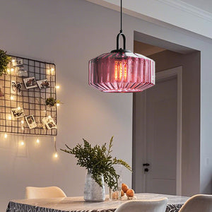Nordic Modern Vintage Striped Glass Pendant Light