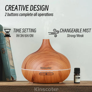 500Ml Ultrasonic Essential Oil Diffuser With Remote Control And 7 Colors 1005005230244904-Light Wood 500ml-EU Adapter
