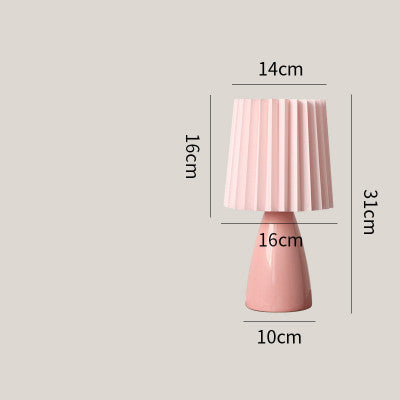 Ceramic Pleated Led Nightstand Lamp, Warm Color, Decorative Interior Lighting, For Living Room