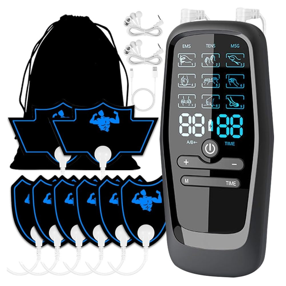 Electric Pulse Massager EMS Muscle Stimulator Portable TENS Unit with USB Rechargeable Design