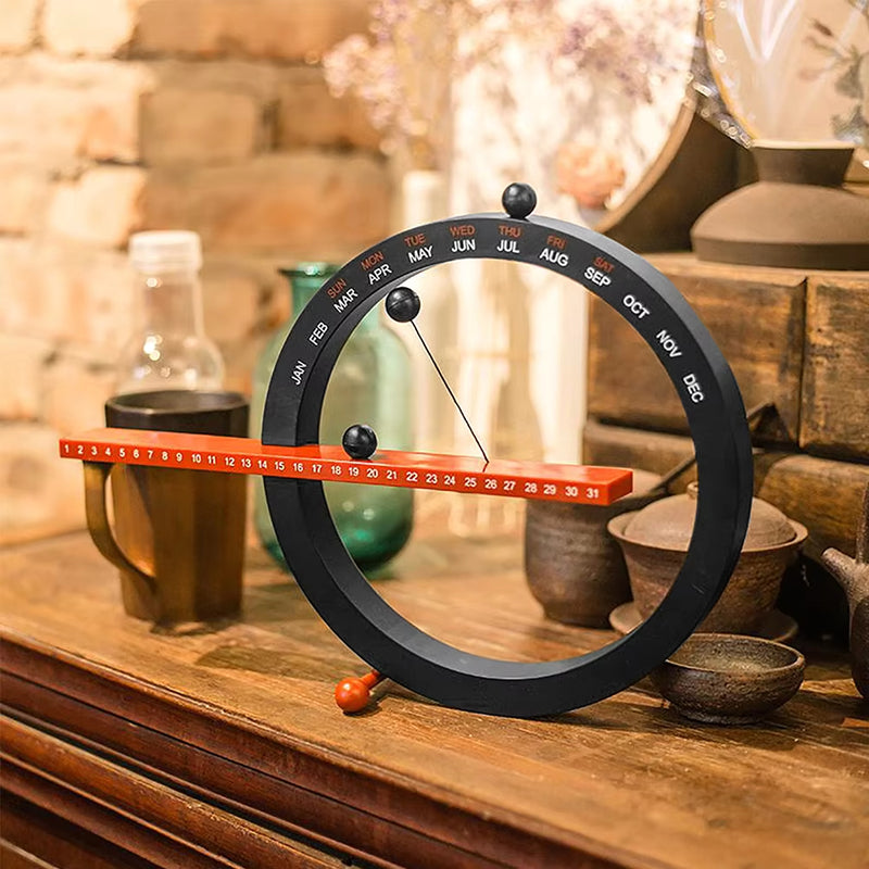 Magnetic Perpetual Desk Calendar with Circular Modern Design