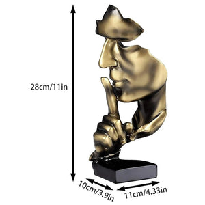 Abstract Resin Thinker Statue – Silence Is Golden Figurine Decor