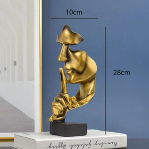 Abstract Resin Thinker Statue – Silence Is Golden Figurine Decor