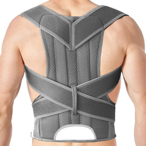 Adjustable Back And Shoulder Posture Corrector Brace With Lumbar Belt 1005005931675784-Silver-XXXXL