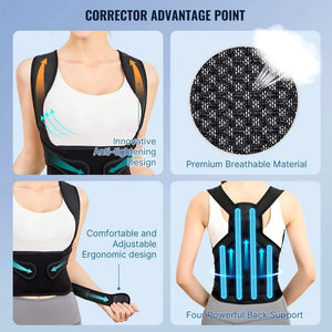 Adjustable Back Brace Posture Corrector With Full Back Support 1005006302116840-S