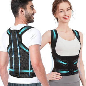 Adjustable Back Brace Waist Support Belt With Shoulder Posture Support 1005009927499300-Large