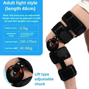 Adjustable Hinged Knee Brace With Locking Dial And Breathable Fabric 1005009130595968-B-Black-Strapless