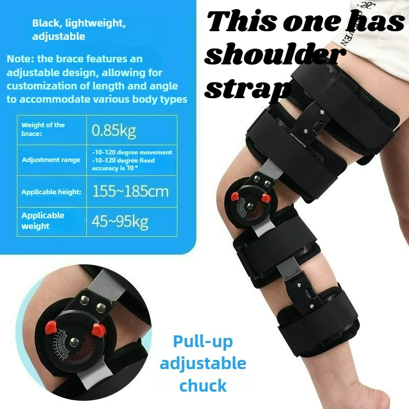 Adjustable Hinged Knee Brace With Locking Dial And Breathable Fabric 1005009130595968-B-Black-Strapless